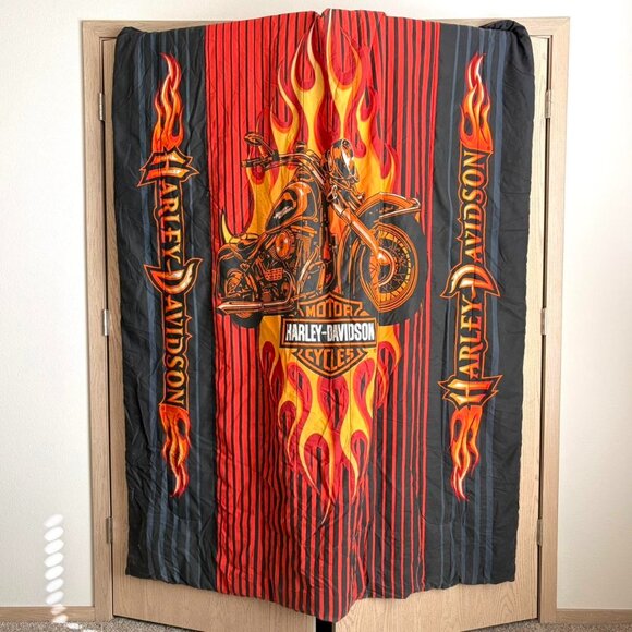 Harley Davidson Motorcycles Comforter Blanket Full Size Bedding - Picture 1 of 8